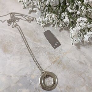 J. Jill UNCOMPLICATE Antique Silver Circular Pendant Long Chain Necklace